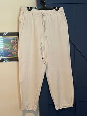 Linen/cotton Straight Leg White Pants XL
